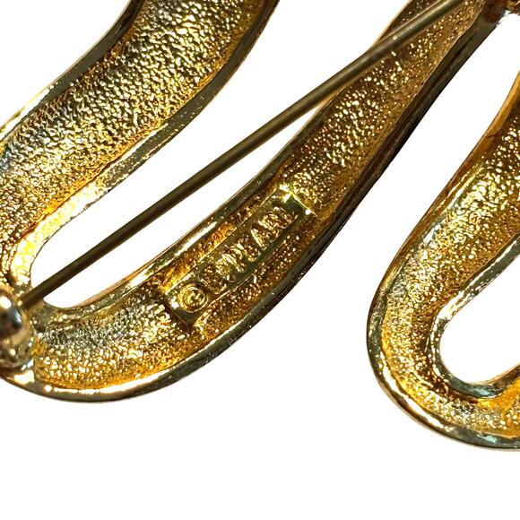 Vintage Erwin Pearl textured gold Christmas tree brooch modern art holiday pin - Picture 3 of 5